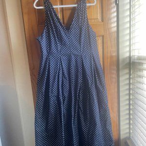NWOT Hill House Jacqueline Dress XXL Navy with Polka Dots